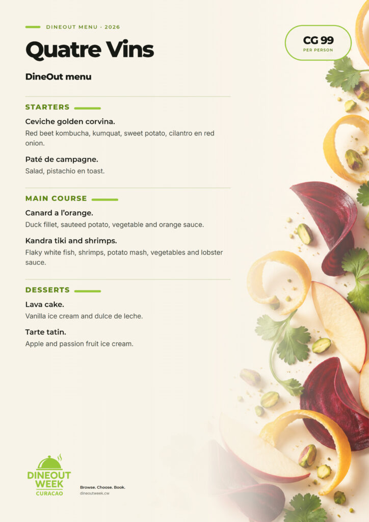Quatre Vins | DineOut menu 2026